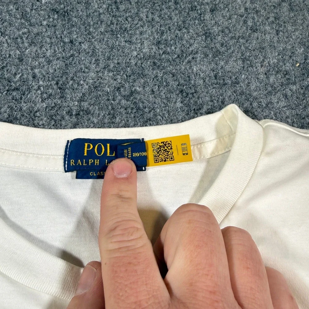 Polo Ralph Lauren Classic Fit Striped Long Sleeve T-Shirt Mens L White Navy